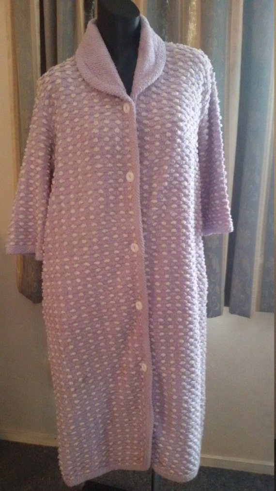 Vintage 50s 60s Chenille Robe Dressing Gown Cotton bobble