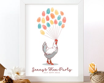 Hen party thumbprint. Thumbprint guest book. Hen do party print. Personalised guestbook. Wedding accesories. Hen party. Batchelorette.