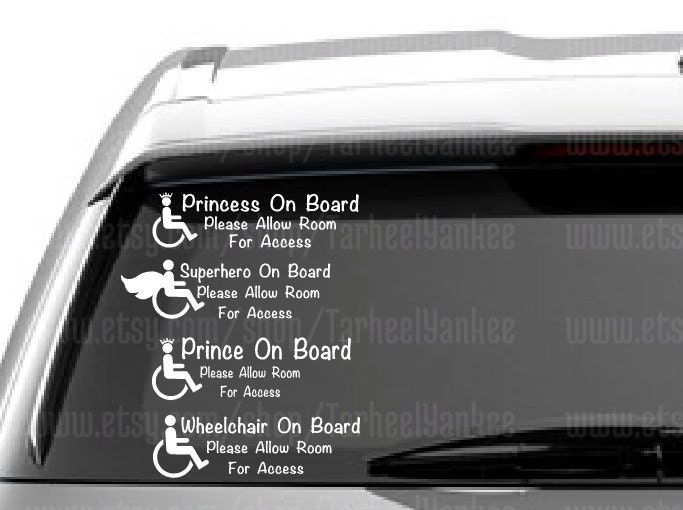 Wheelchair Car DecalPrincess on Board by TarheelYankee on Etsy