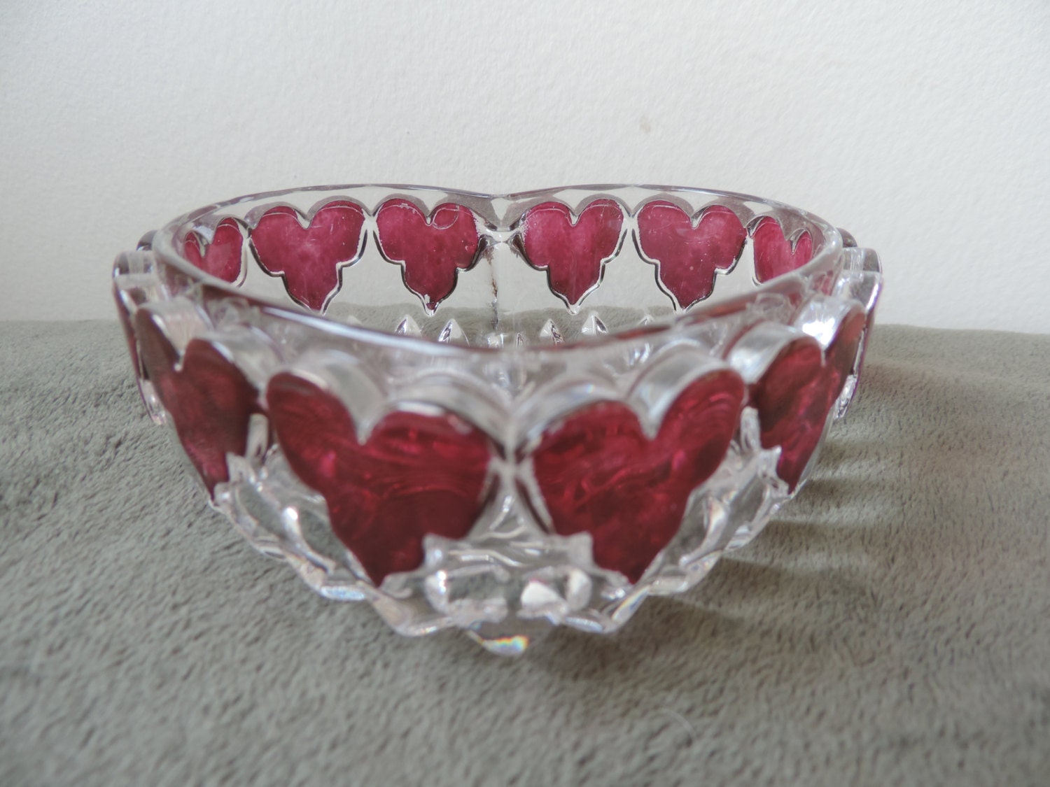 A Heart Shaped Rose Heart Candy Dish Vintage Germany