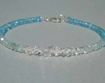 Herkimer Bracelet, Herkimer Diamond Bracelet, Aquamarine Bracelet, Apatite Bracelet, Dainty Beaded Bracelet, Skinny Beaded Bracelet