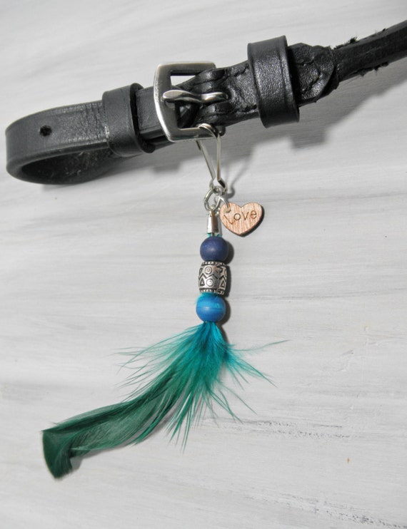 Blue feather horse bridle charm Horse Jewelry by NDesignsForLife
