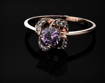 Amethyst Engagement Ring Rose Gold Amethyst Ring Rose Gold Engagement Ring Gemstone Engagement Ring Gemstone Ring February Birthstone