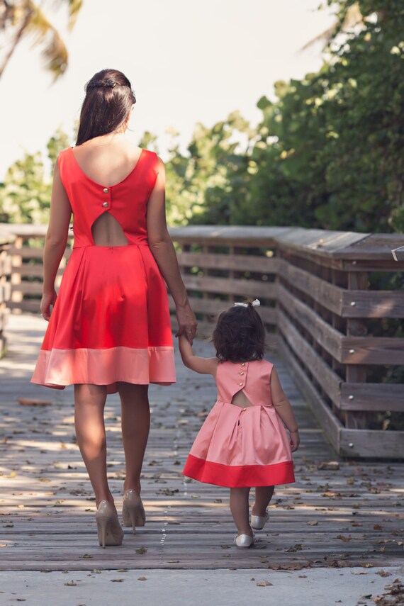 mommy and me coral dresses