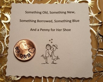 Wedding Day Lucky Penny, Lucky penny for her shoe, Bride gift, keepsake gift, couple gift, anniversary gift, personalized engagement gift
