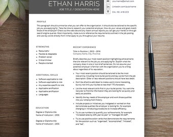Professional resume template for word, cover letter + references, 2 page resume, downloadable, printable, modern, creative, curriculum vitae