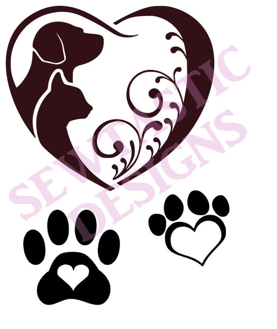 Download Paw Print Dog Cat Heart Cut File Cricut MTC SCAL
