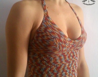 CROCHET Cotton Halter Top - Model PRIMULA