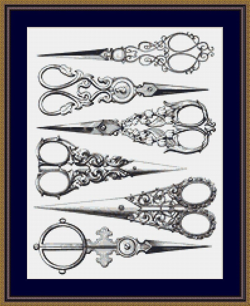 Vintage Scissors Cross Stitch Pattern Sewing by NeedleAndFloss