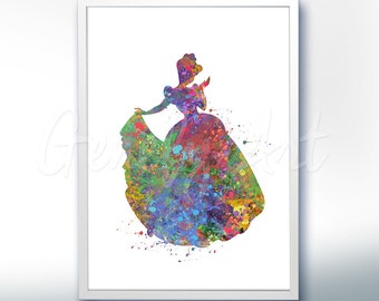 Disney Cinderella Watercolor Poster Print - Wall Decor - Watercolor Painting - Watercolor Art - Kids Decor- Nursery Decor