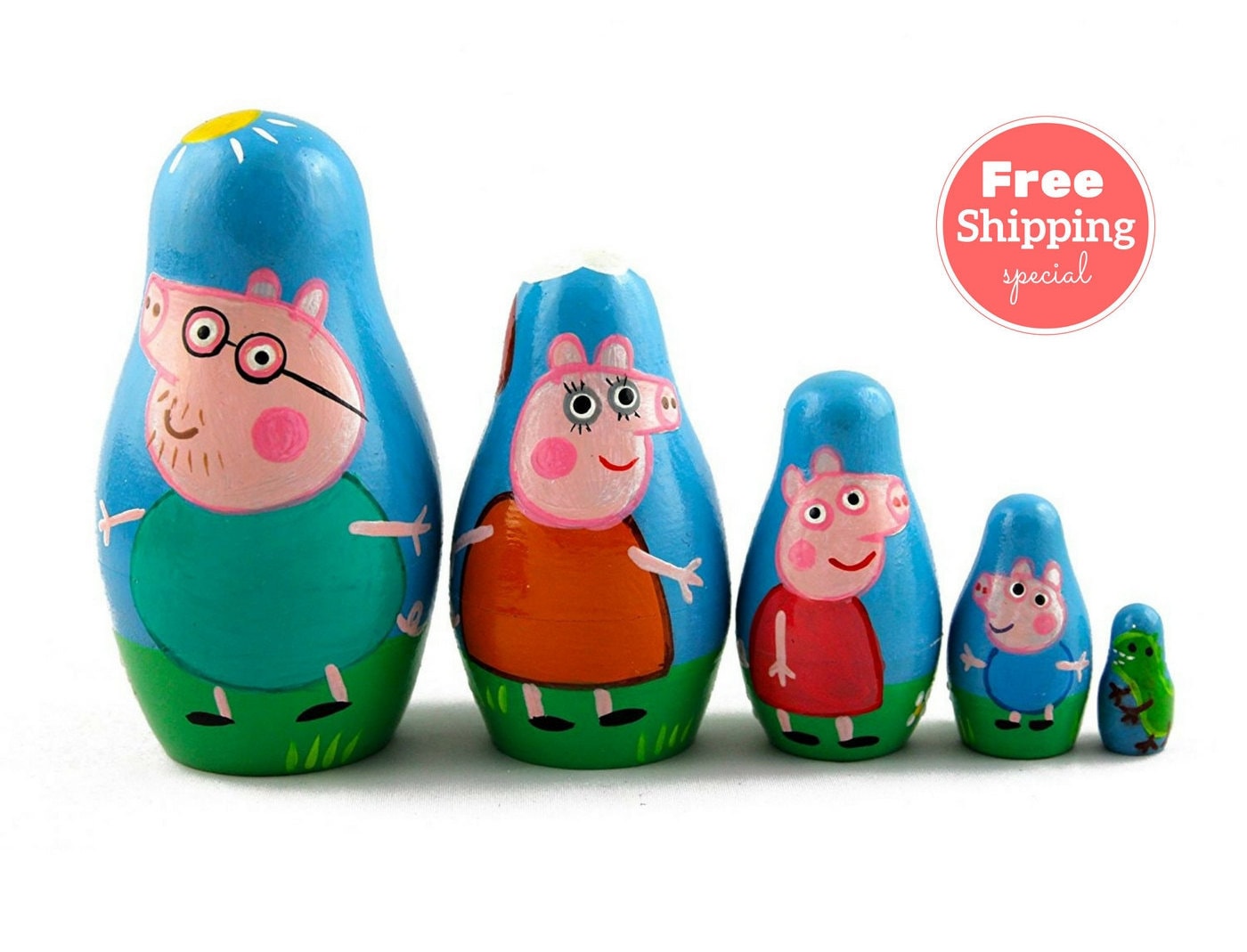 FREE Shipping Pigs Nesting dolls for kids 5 pcs