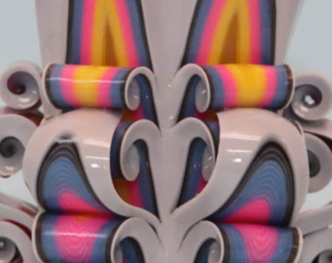 Mother's day candle, White Rainbow candle, Rainbow candle, Carved candles, Decorative candles, Gift baskets, White candle, Carved candle