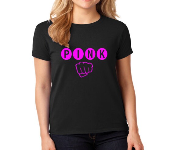 Pink Cancer Awareness shirt Pink vinyl Black by MrGreenBoutique