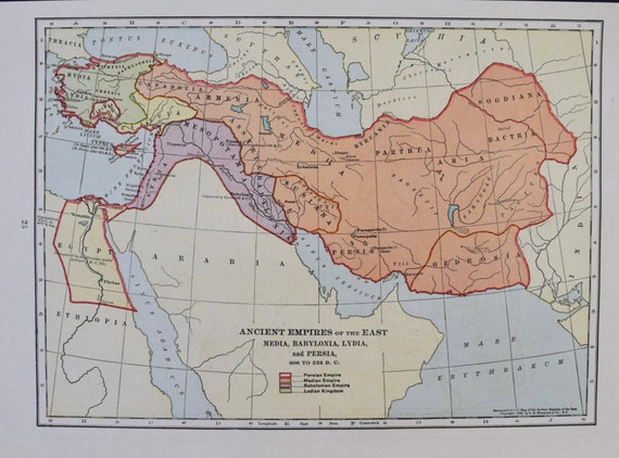 Map Ancient Empires of the East Media Babylonia by RescuedArtShop