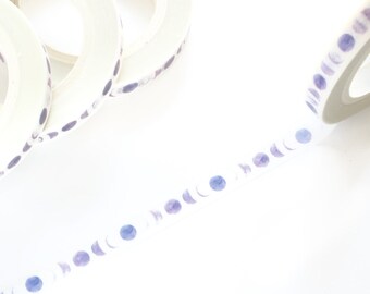 Skinny Purple Moon Thin Washi Tape 5mm/ Watercolor Full Moon Washi Tape/ Masking Tape/ Deco Tape