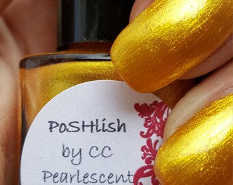 Unique "Exclusively Elegant" Pearlescent Gold Nail Polish Full Size 15ml Bottle