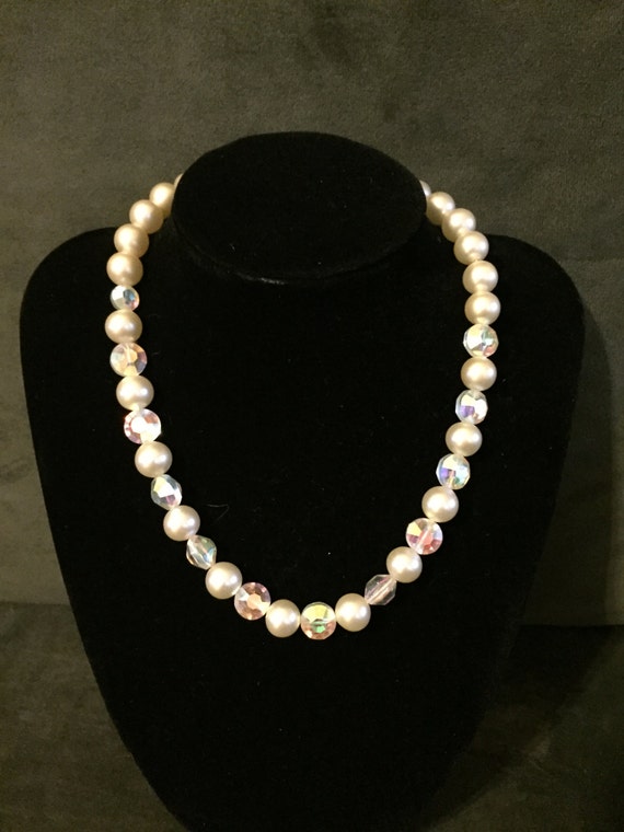 16 Vintage Marvella Crystal and Pearl Necklace by MyMommasThings