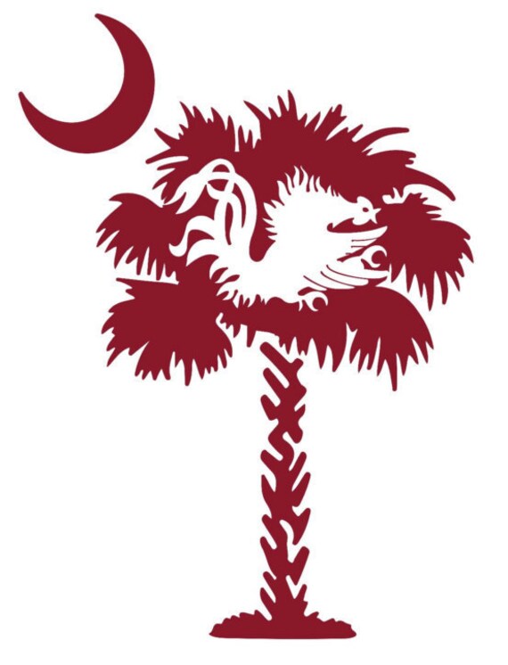 Palmetto tree decal with Gamecock by SweetMintDesignsTA on Etsy
