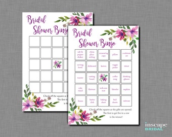 Bingo Game Printable, Floral Bridal Shower Bingo Game, 1 Blank AND 40 Unique / Different Pre-Filled Bingo Cards, Downloadable Shower Bingo