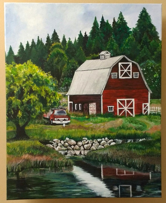 Acrylic painting Landscape art Landscape painting Wall art