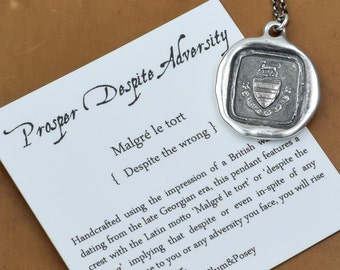 Prosper Despite Adversity Dog Wax Seal Crest Necklace - 139