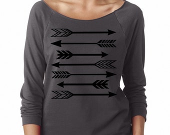 Tribal Arrow Sweatshirt Comfy Women's Clothing Cute Sweat Shirts Arrows Print Long Sleeve Tops Active wear for the gym Fall Fashion