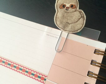 Sloth planner clip - sloth bookmark - planner accessories - sloth feltie - sloth felt paperclip - planner paperclip