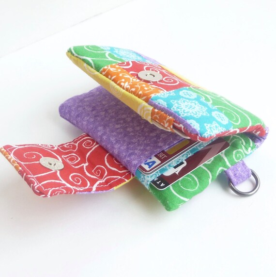 teenage girl wallet rainbow. fabric card case organizer. cute