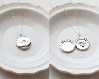 Personalized Locket Necklace - MEDIUM Engraved Locket Necklace Bridesmaid Gift Personalized Locket Gift Custom Locket Necklace Personalized