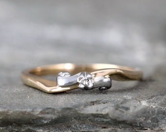 Vintage Wedding Band - 14K Yellow and White Gold - Circa early 1960's - Retro Wedding Ring - Mid Century Wedding Jewellery