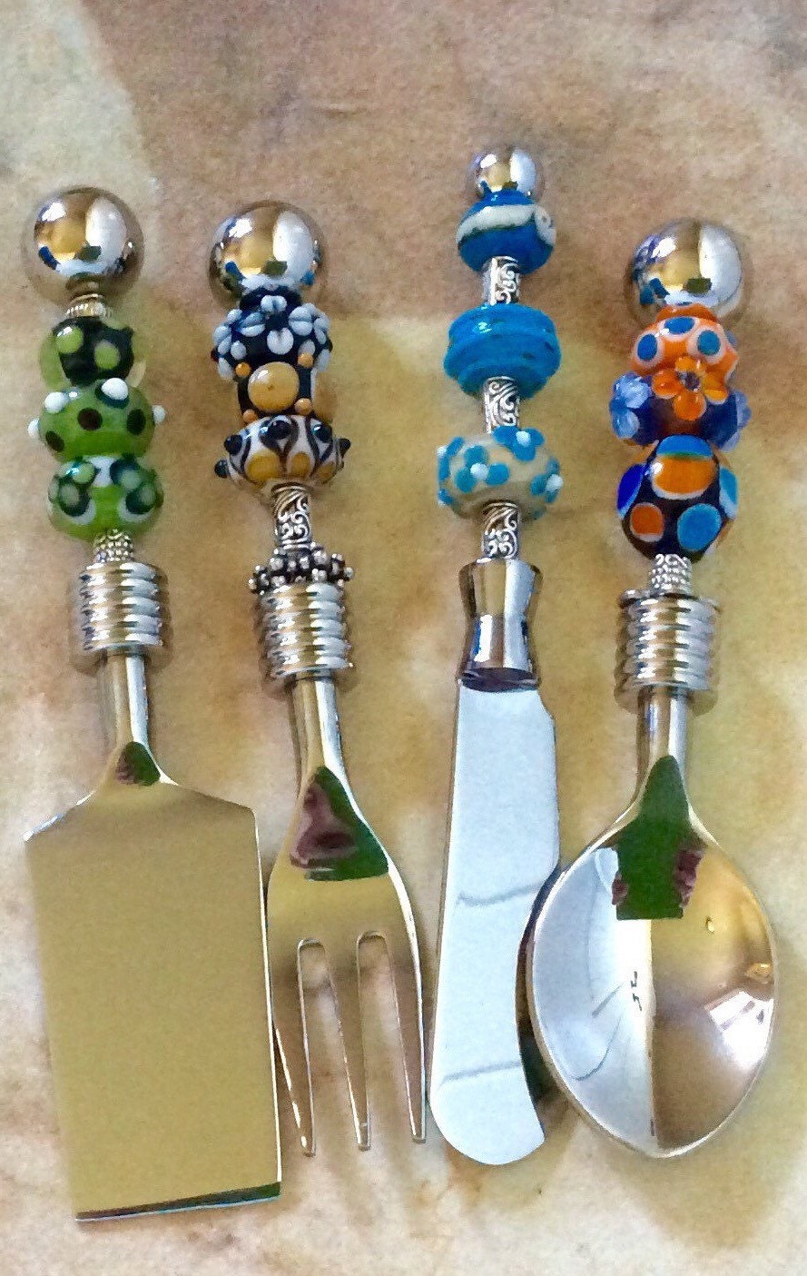 Canape Serving Set Party Utensils Beaded by zoeybeadedbeauties