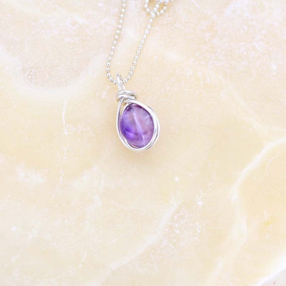 Amethyst Gemstone Necklace Purple Gemstone Pendant by Jularee