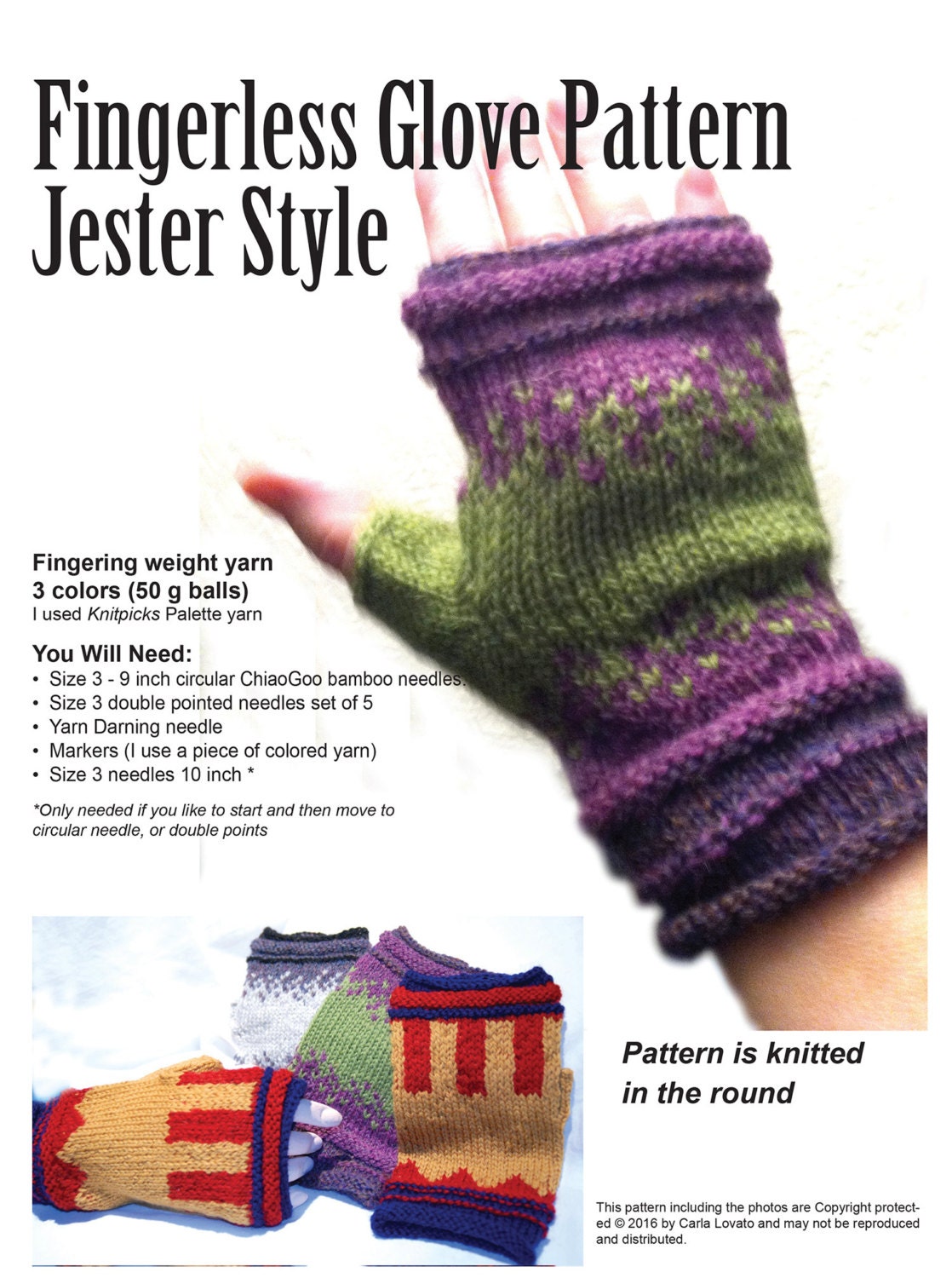 Gloves fingerless knitting Pattern Downloadable pattern