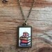 Hand Painted Necklace - Old Books and a Cup of Tea Original Watercolor Hand Painted Pendant Necklace - Book Necklace, Valentines Day Gift