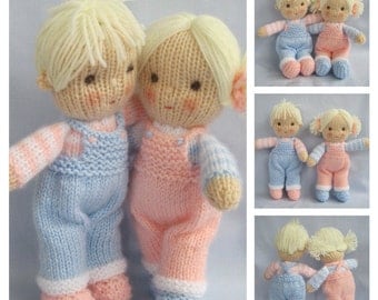 Jack and Jill doll knitting pattern - Pdf INSTANT DOWNLOAD - knitted dolls