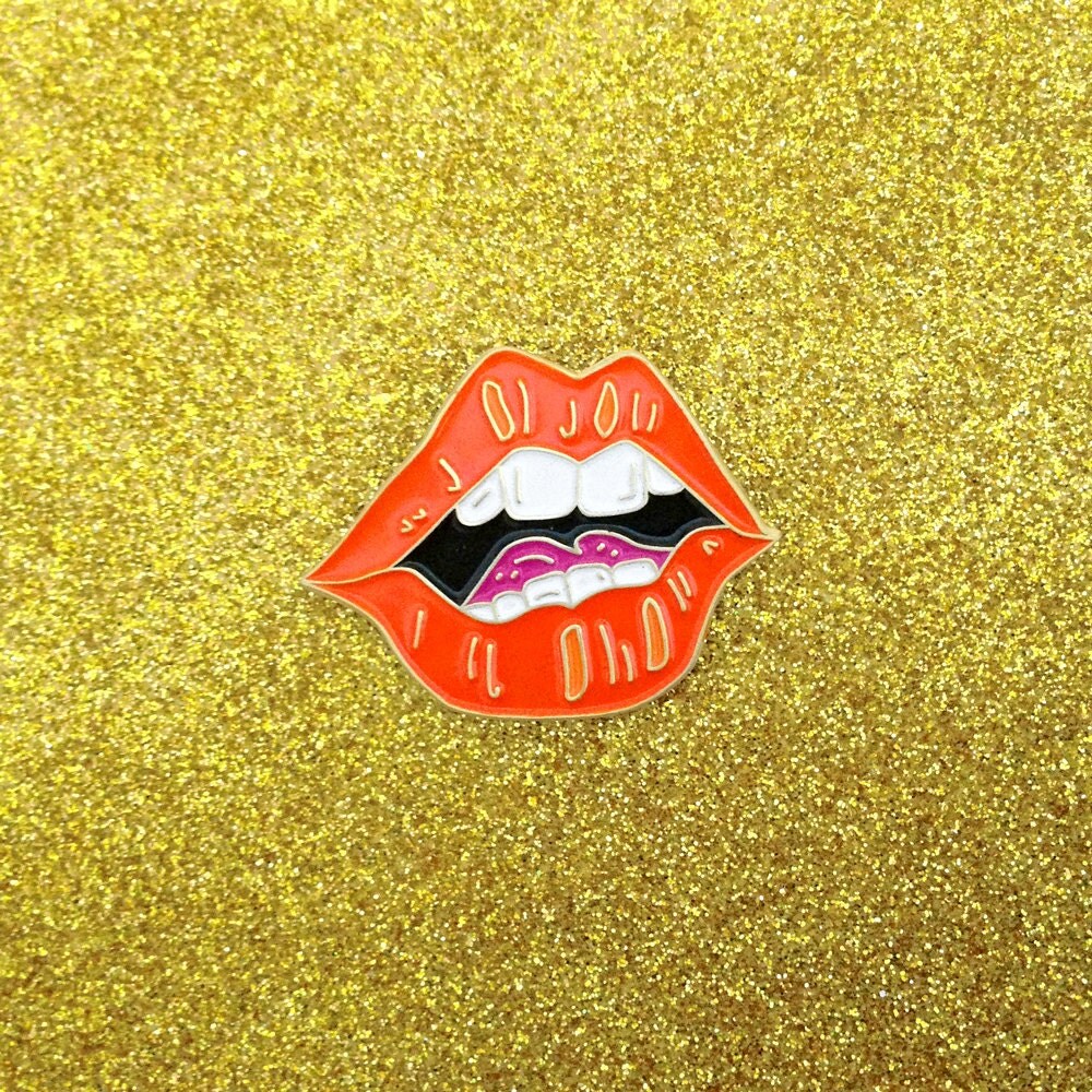 Lips Lapel Pin Mouth Teeth Illustration Enamel Pin Red