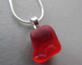 Red Sea Glass Jewelry, Red Sea Glass Pendant, Red Beach Glass Jewelry, Red Sea Glass Necklace, Gift for Her