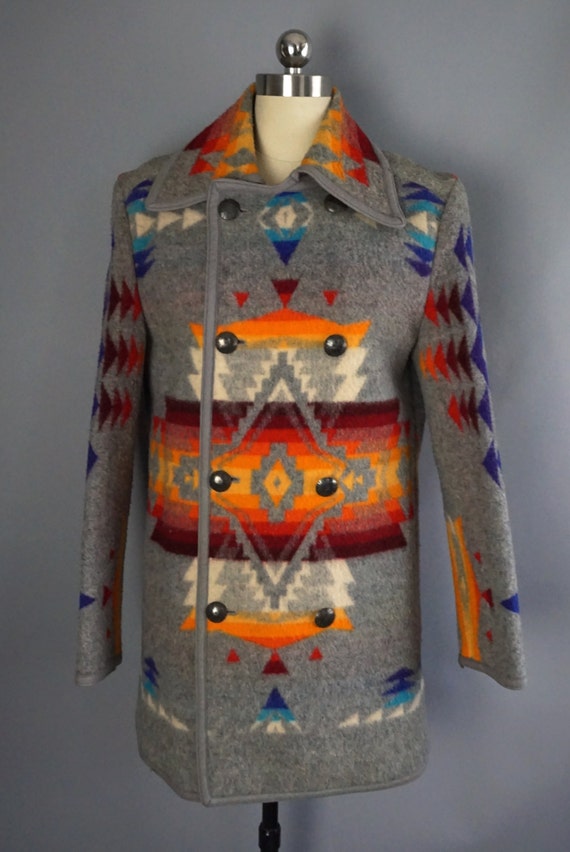 1940s NAVAJO WESTERN blanket COAT w/ sterling by ritualvintage