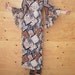 Vintage 70s Brown & White Floral Bell Sleeve MAXI Empire Boho Hippie Gypsy Festival Dress SZ S M