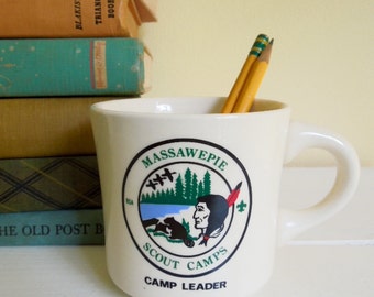 Vintage Souvenir Mug, Massawepie Scout Camp Leader, Adirondacks NY, Made in USA
