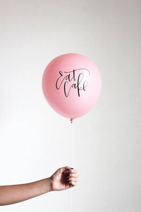 3 EAT CAKE Balloon Pink and Black Calligraphy Cute Whimsical Trendy Birthday Balloons Desserts Wedding Bridal Shower Baby Shower Decorations Il_570xn
