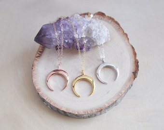 Moon Necklace, Crescent Moon Necklace, Half Moon Necklace, Celestial Necklace, Moon, Rose Gold Moon,Gold Moon,Sterling Silver Moon, crescent