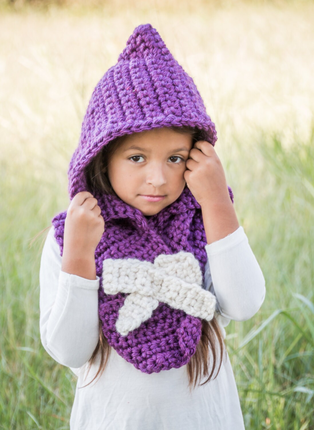 Hooded cowl Hooded cowl with bow hooded scarf kids hat and