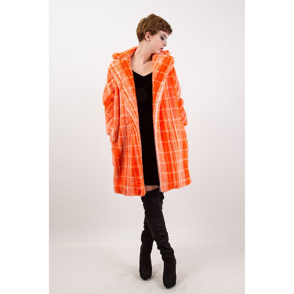 bright orange fur coat