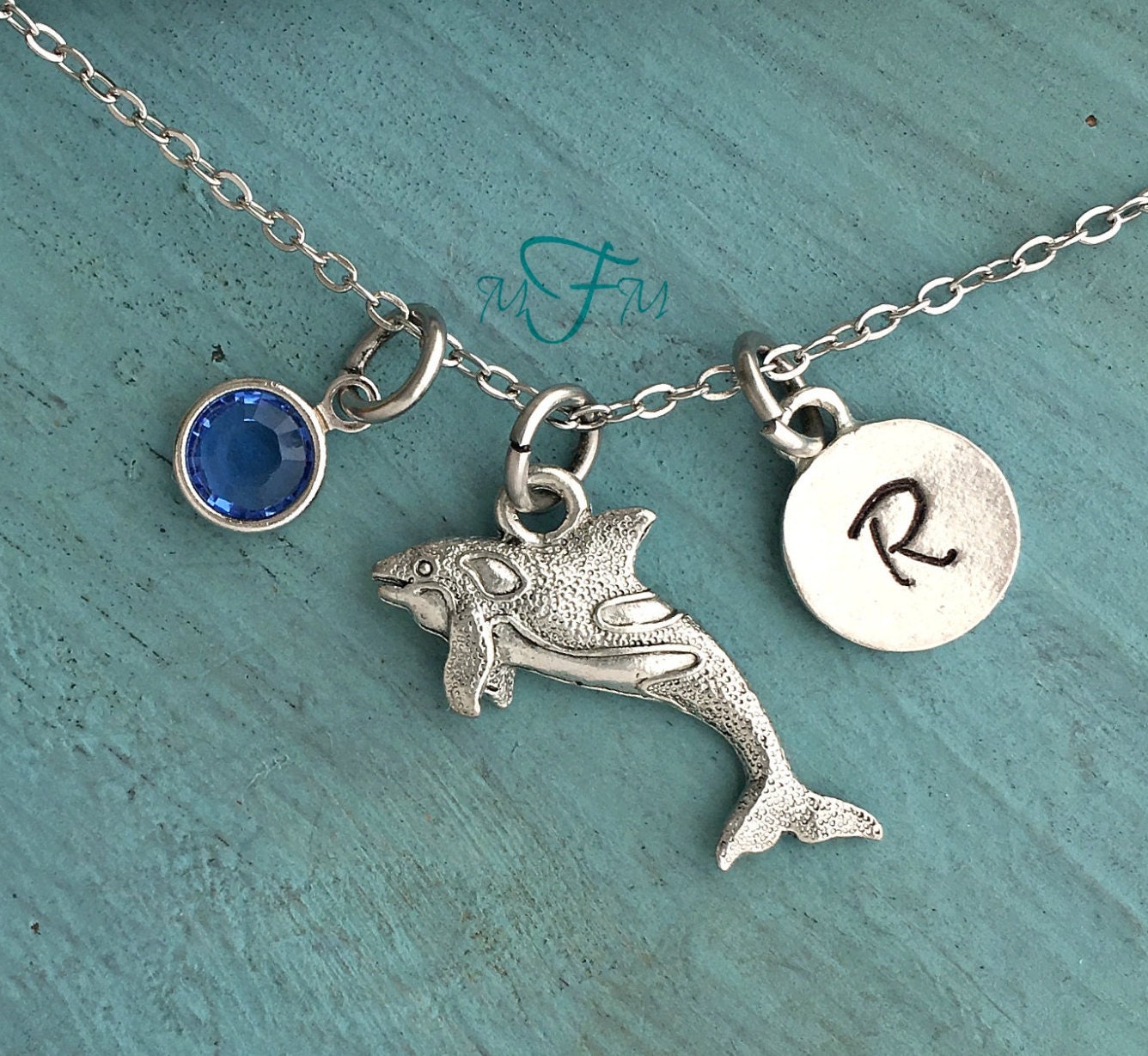 Orca Whale Necklace Personalized Necklace Silver Pewter