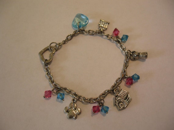 Vintage puppy and heart charm bracelet free US shipping