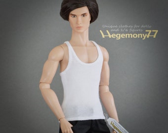 1/6th scale white tank top vest for: Ken, Fashion Royalty male, Taeyang dolls and slim action figures
