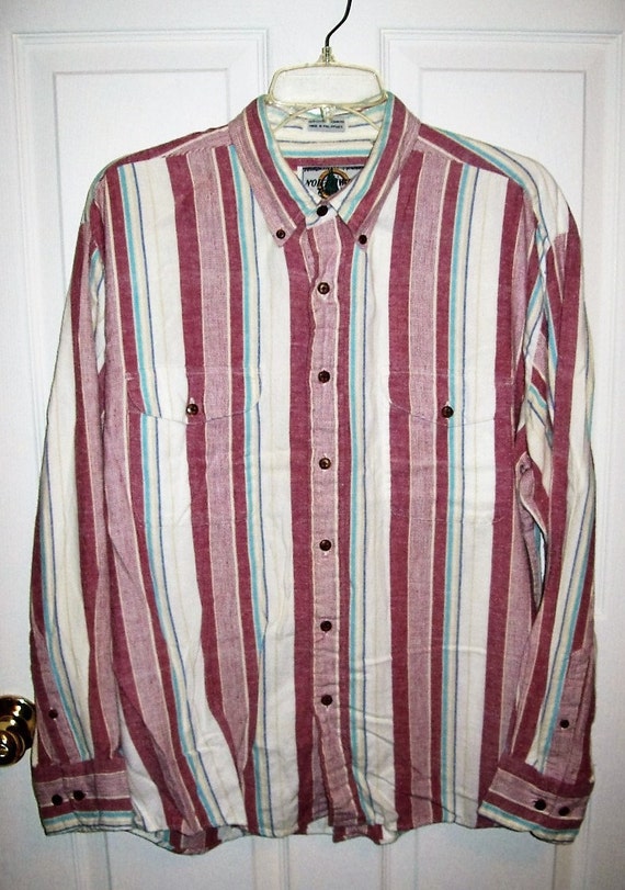 Vintage Men's Mauve Striped Flannel Shirt by Northwest