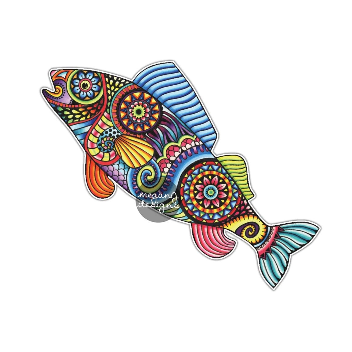 Fish Sticker Colorful Design Bumper Sticker Laptop Decal Car