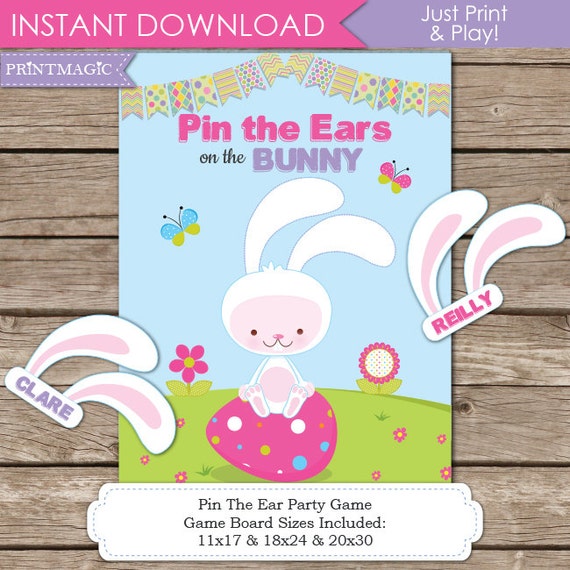 Pin the Ears on the Bunny Printable Party Game 3 Sizes